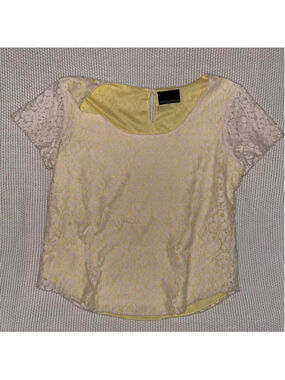 Cynthia Rowley Women's Lace Blouse -white and Yellow